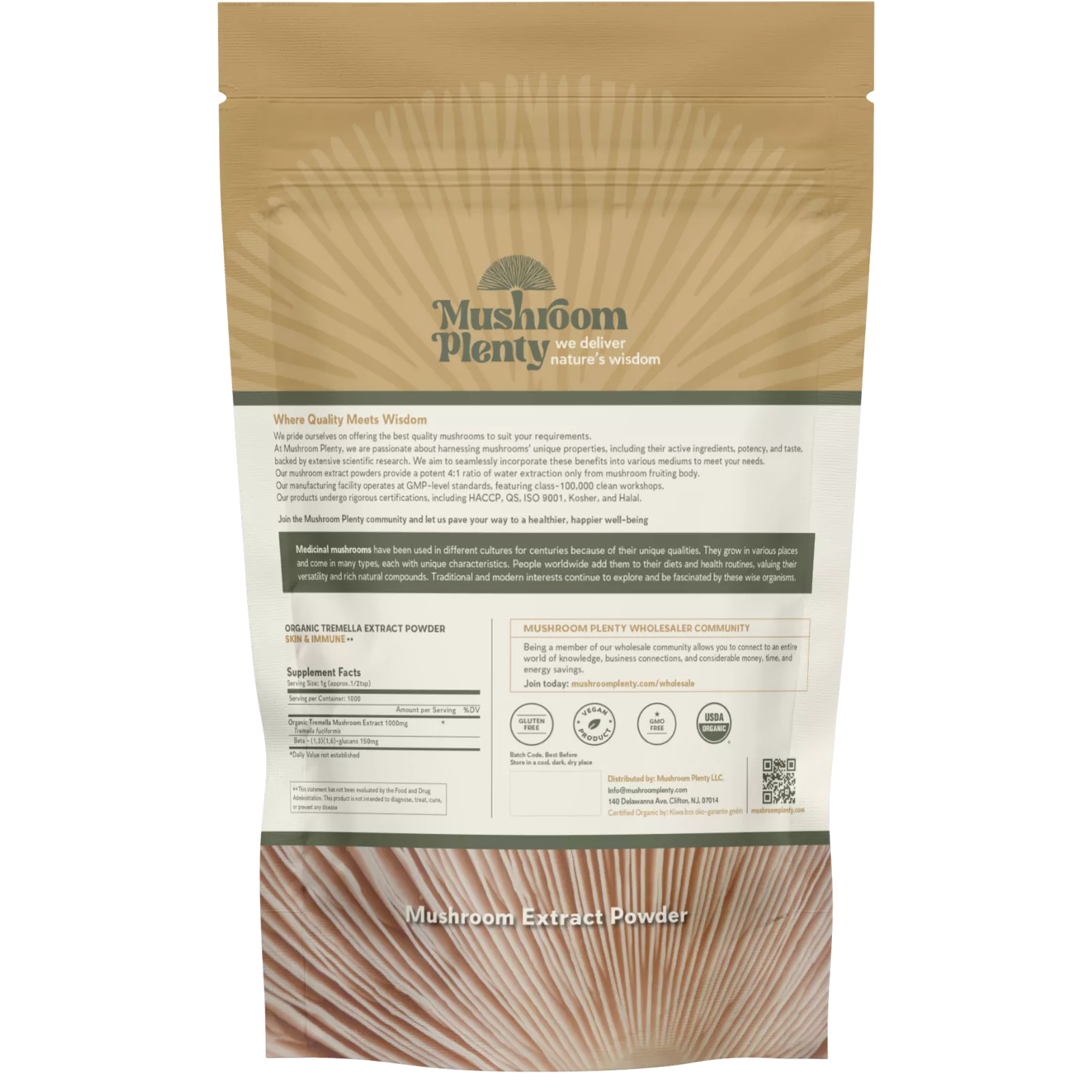Tremella extract powder packaging - Mushroom Plenty
